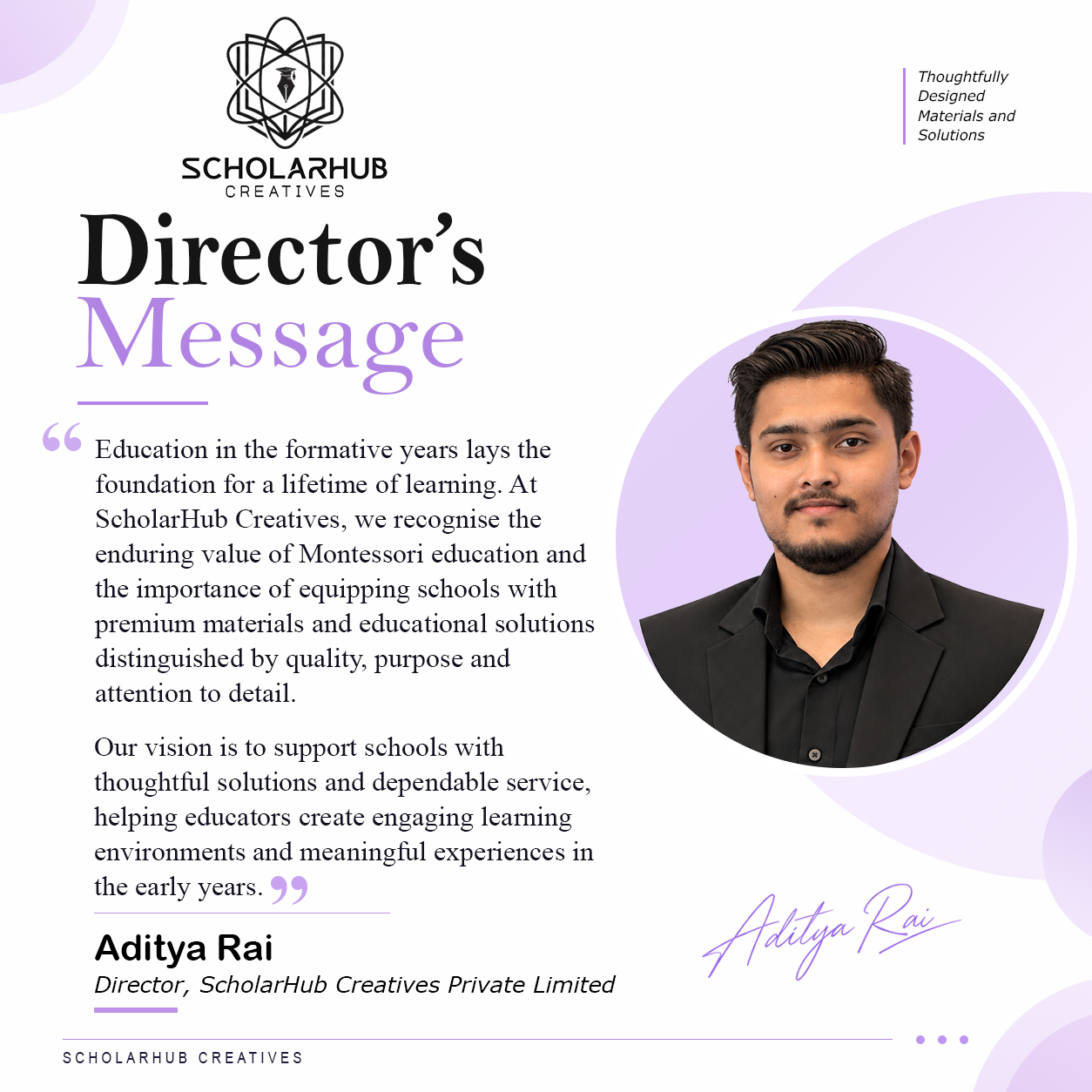 Aditya Rai, Director of ScholarHub Creatives